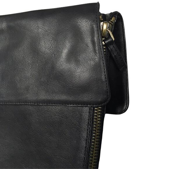 Crown‎ Vintage Lulu Knee-High Boots Black Faux Leather Foldover Wedge Women's 8 - Picture 9 of 12